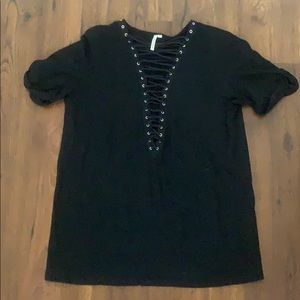 Black lace up top